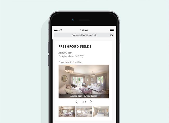Cotswold Homes mobile website example