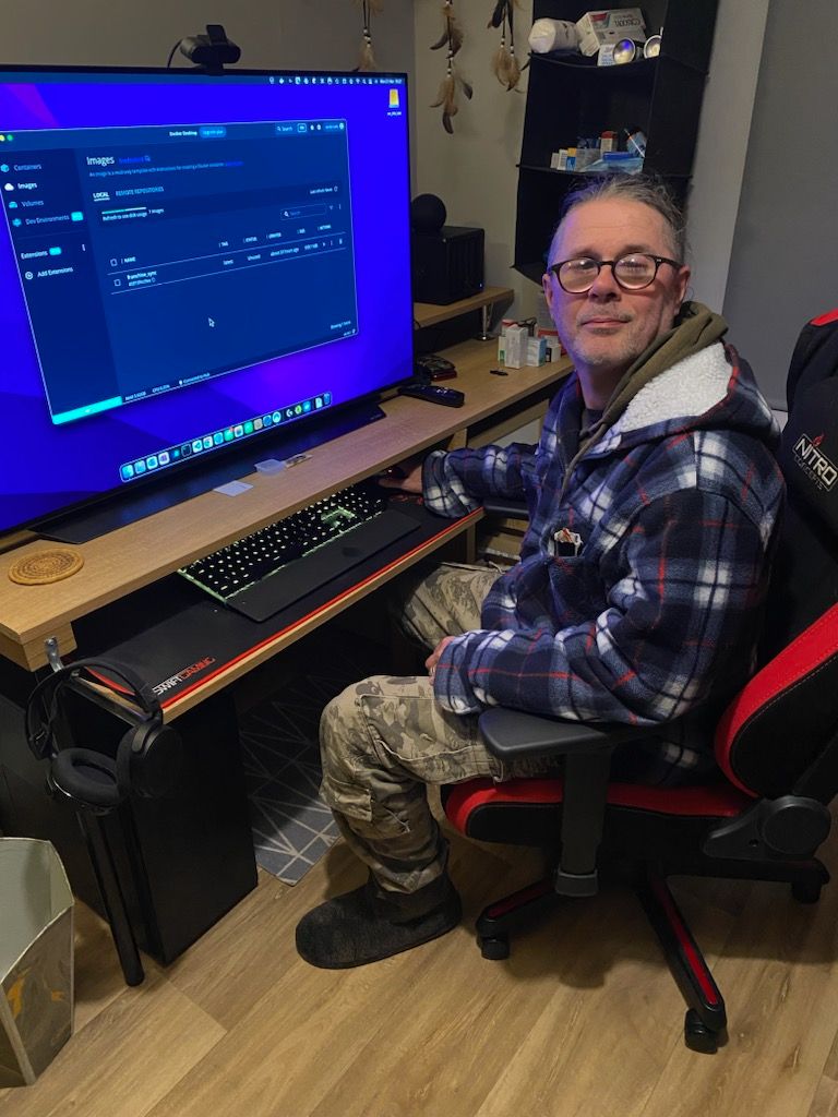 Ian Brooks at his computer