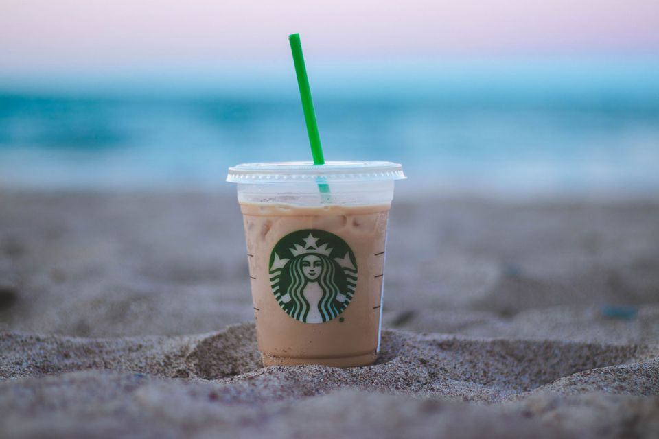 Branded Starbucks cup of iced coffee