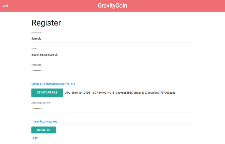 GravityCoin Register