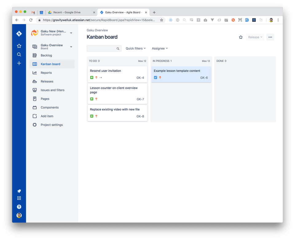 Gaku Agile Board JIRA