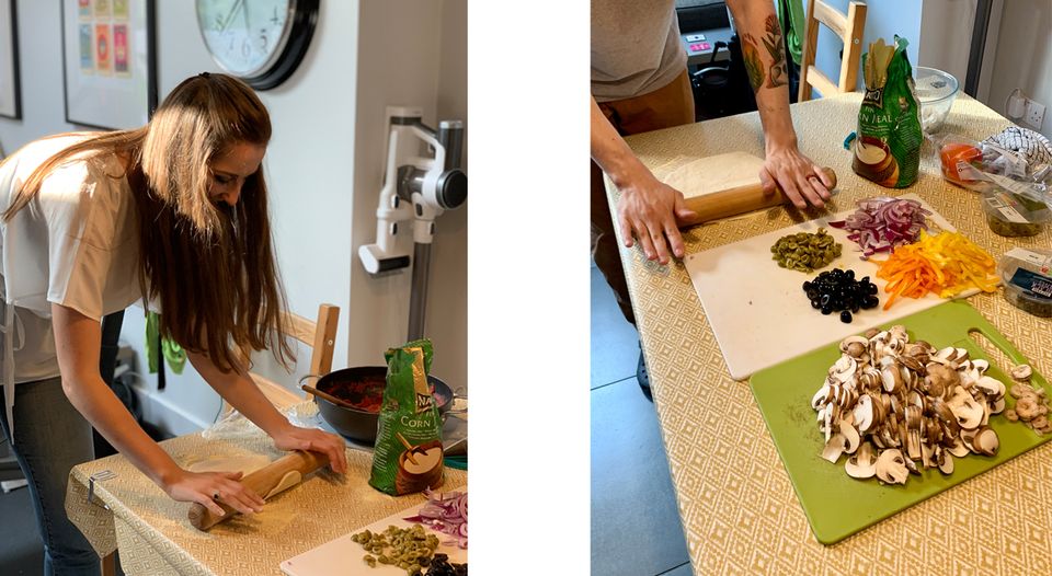 Dulcie and Henry pizza making