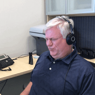 man in headphones at work
