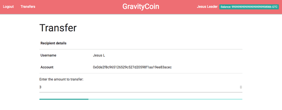 Transfer GravityCoin to others