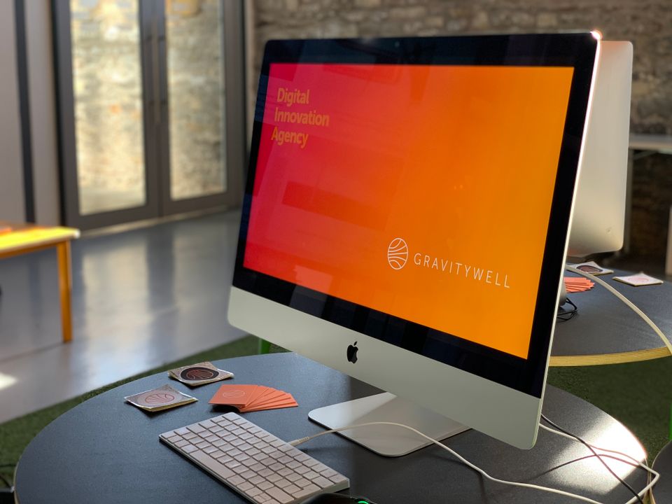 Gravitywell Digital Innovation Agency screensaver on iMac