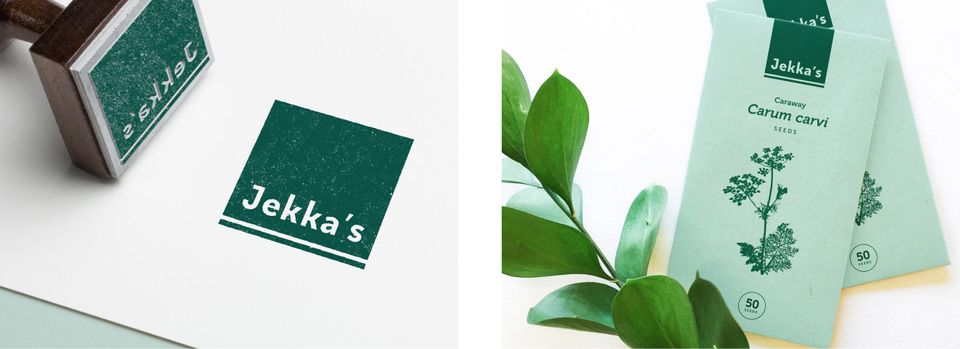 Jekka's logo and branded packaging design