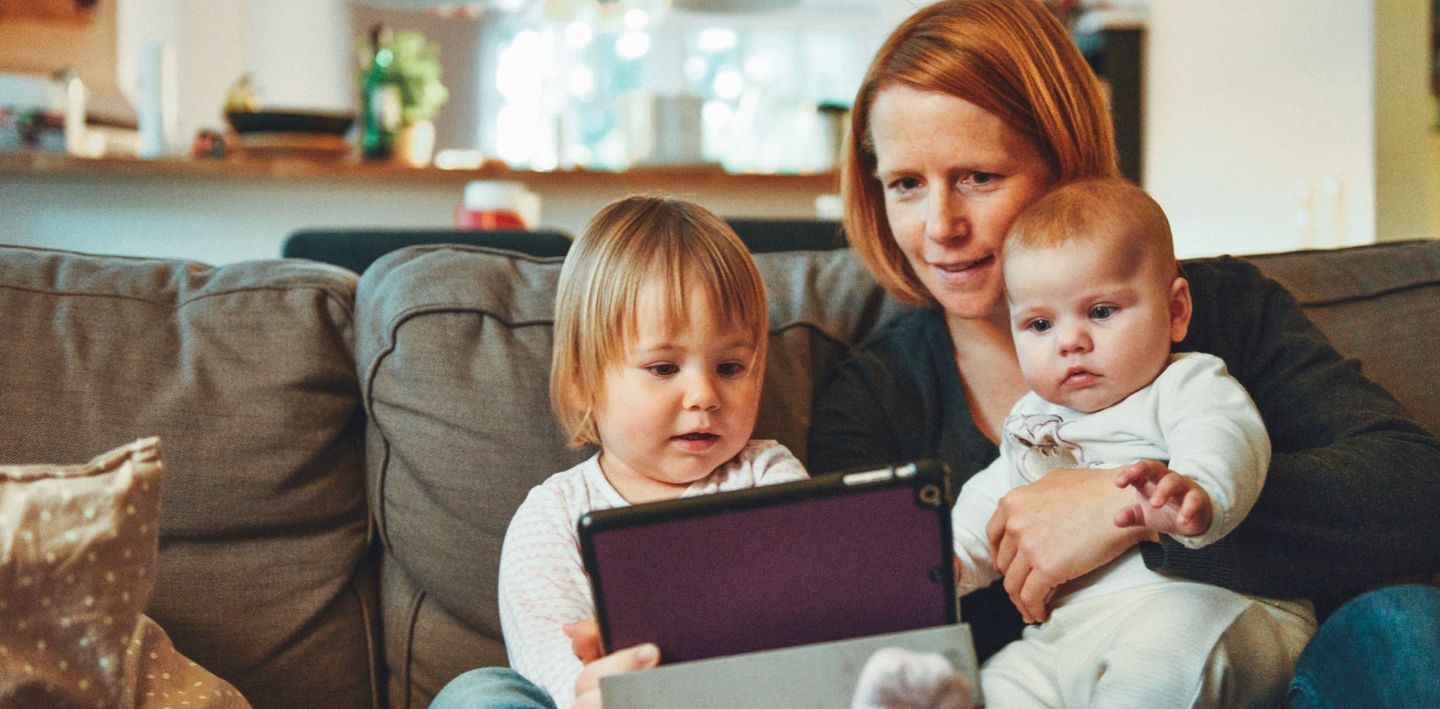 Family receiving messages in a tablet device