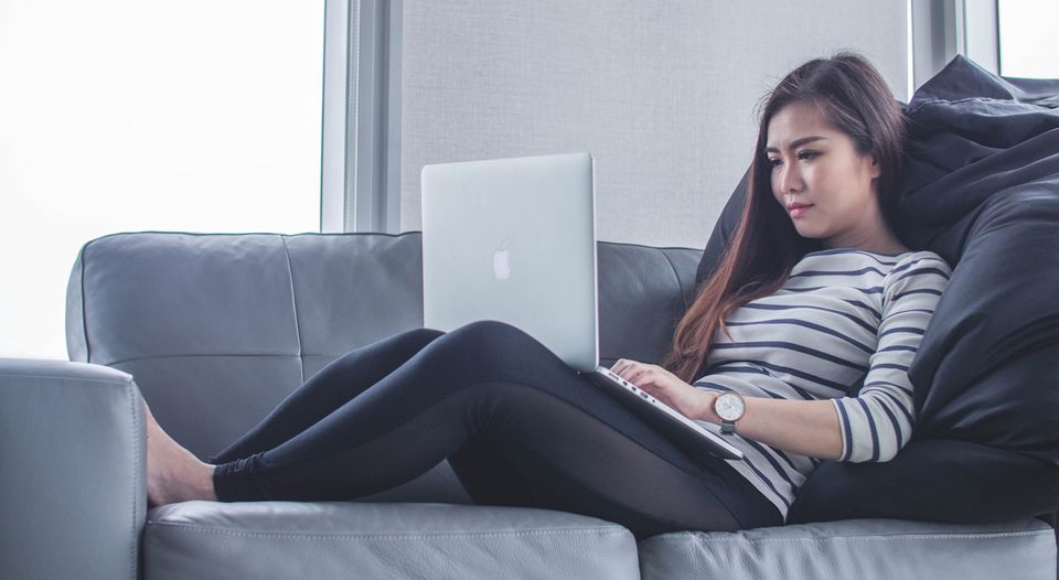 Woman using laptop