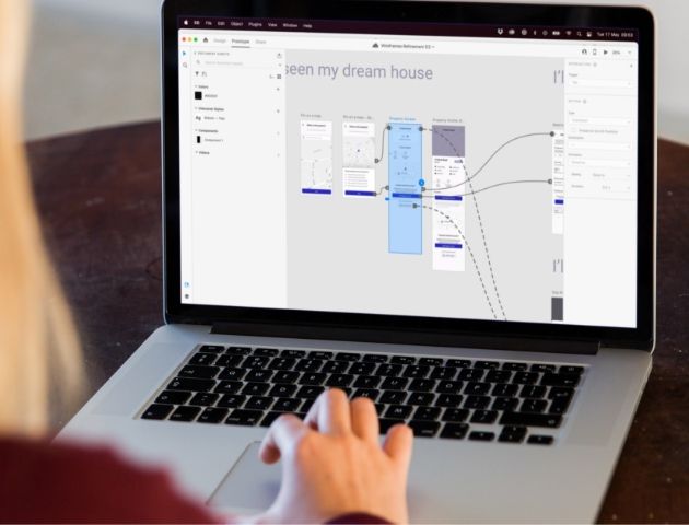 Wireframes on a computer screen