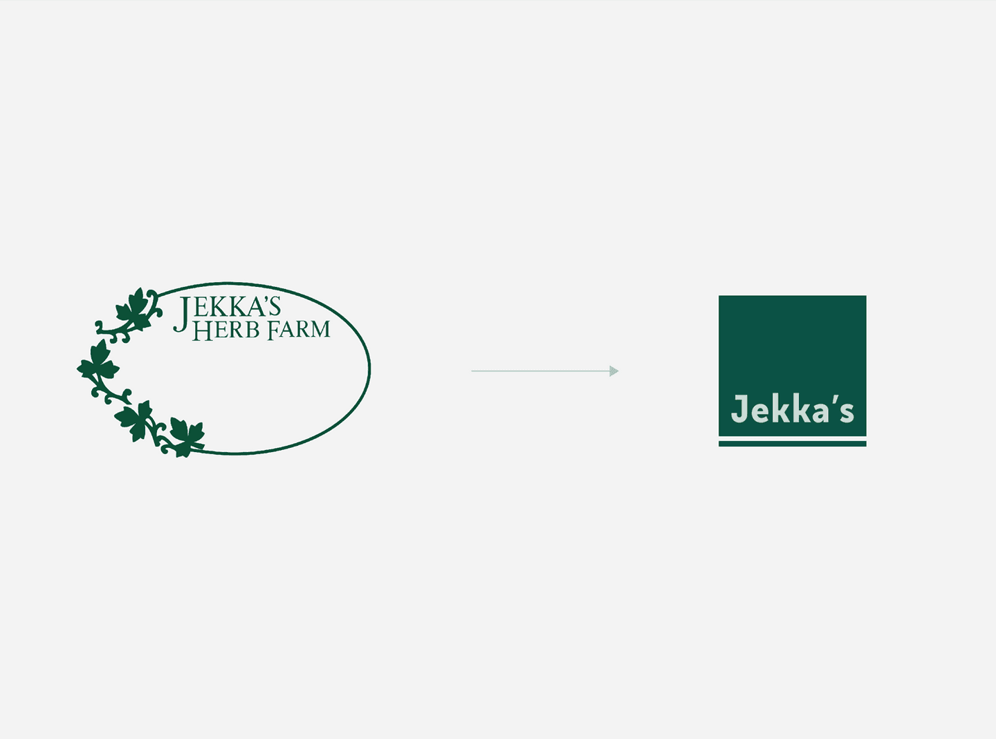 Jekka's logo, from old to new