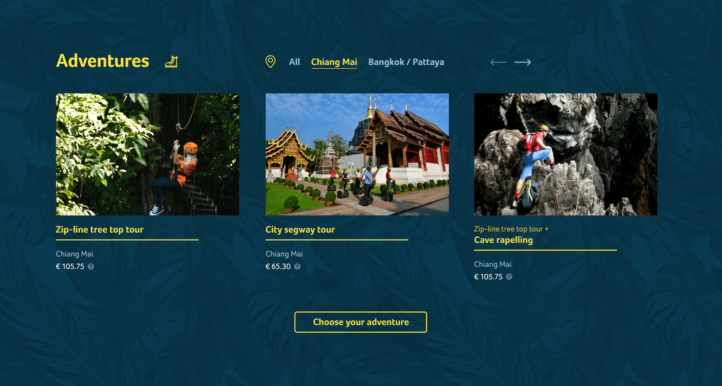 Flight of the Gibbon Adventure selection design