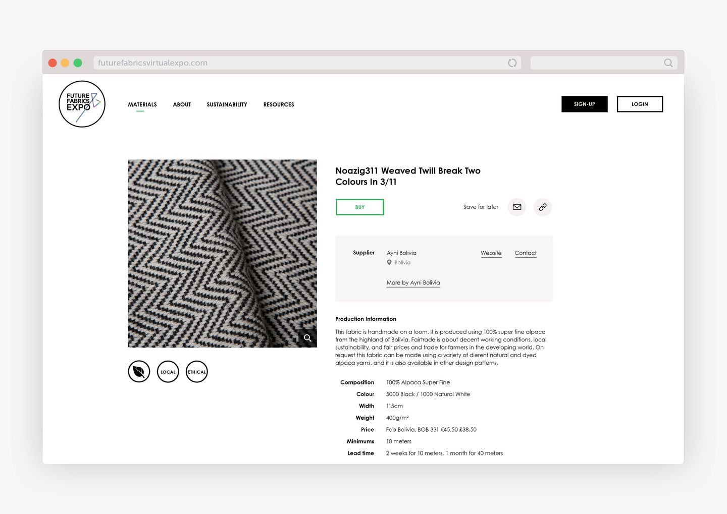 Future Fabrics website design